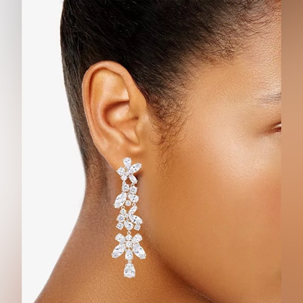 Givenchy Silver Crystal Drop Earrings